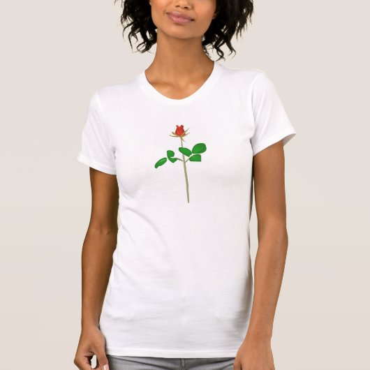 rote Rose Bud on Stem T-Shirt (Vorderseite)