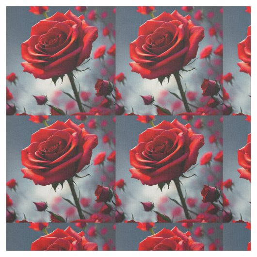 Rote Rose Buds Delight, Fabric Stoff (Muster)
