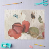 Rote Rose Bumblebee Französisch Script Butterfly V Seidenpapier (Basteln)