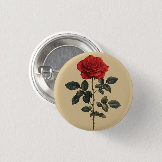 Rote Rose Button (Vorne & Hinten)