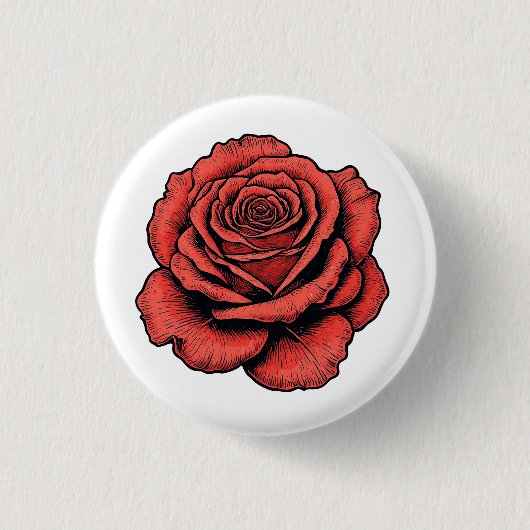 Rote Rose Button (Vorderseite)
