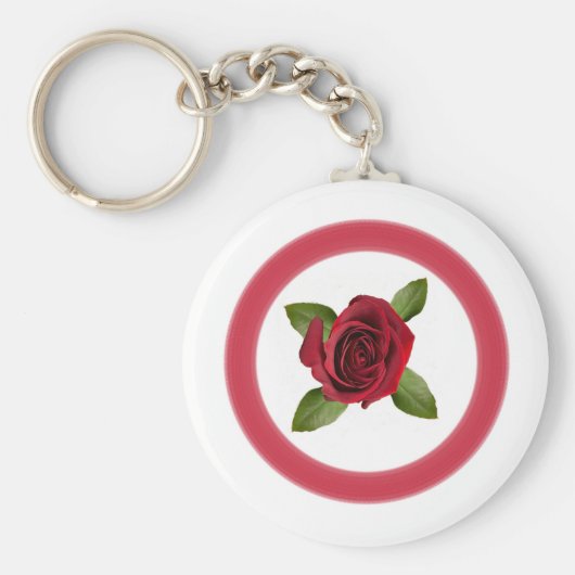 Rote Rose Button Schlüsselanhänger (Vorne)