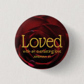 Rote Rose Christlich LOVED Valentine Button (Vorderseite)