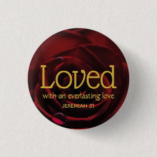 Rote Rose Christlich LOVED Valentine Button