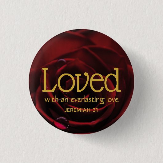 Rote Rose Christlich LOVED Valentine Button (Vorderseite)