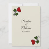 Rote Rose Cream Classic Wedding Einladung (Rückseite)