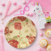 Rote Rose, Creme, antike Blumen Pappteller (Party)