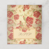 Rote Rose, Creme, antike Blumen Platzkarte (Außenseite Aufgefaltet)