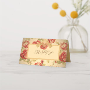 Rote Rose, Creme, antike Blumen Platzkarte