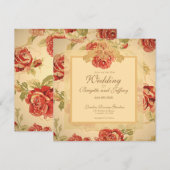 Rote Rose, cremefarbene, antike Blumenschrift rett Save The Date (Vorne/Hinten)
