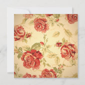 Rote Rose, cremefarbene, antike Blumenschrift rett Save The Date (Rückseite)