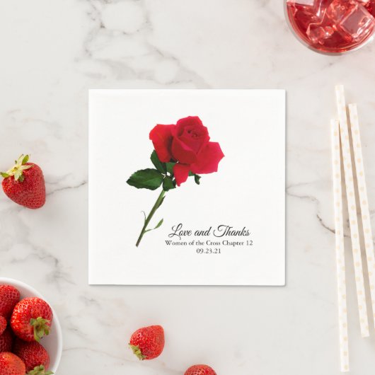 Rote Rose Custom Script Cocktail Napkin Serviette (Beispiel)