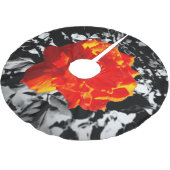 Rote Rose Custom Tree Skirt Polyester Weihnachtsbaumdecke (Schrägansicht)
