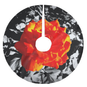 Rote Rose Custom Tree Skirt Polyester Weihnachtsbaumdecke
