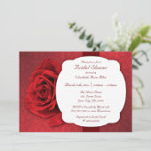 Rote Rose Damask Brautdusche Einladungen (Stehend Vorderseite)