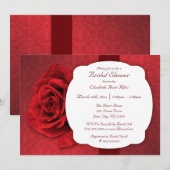 Rote Rose Damask Brautdusche Einladungen (Vorne/Hinten)