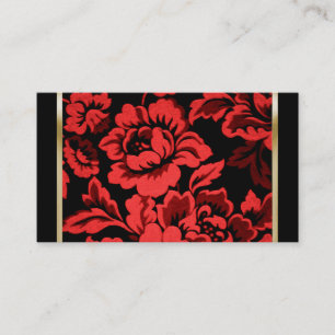 Rote Rose Damask Business Card Visitenkarte