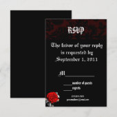 Rote Rose Damask Goth Wedding RSVP Einladungen (Vorne/Hinten)