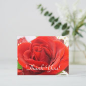 Rote Rose Danke! Postkarte (Stehend Vorderseite)