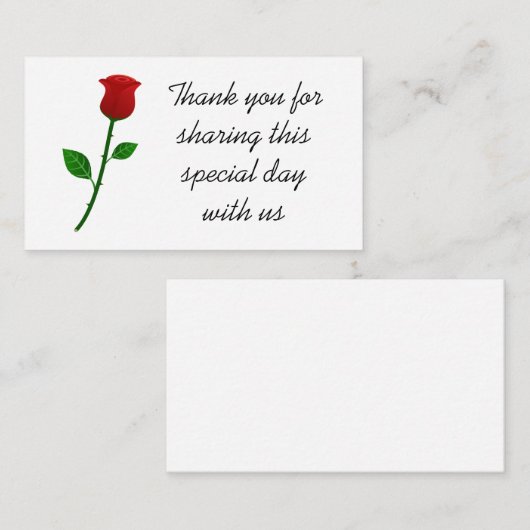 Rote Rose Dankeschön Blume Wedding Place Begleitkarte (Vorne/Hinten)