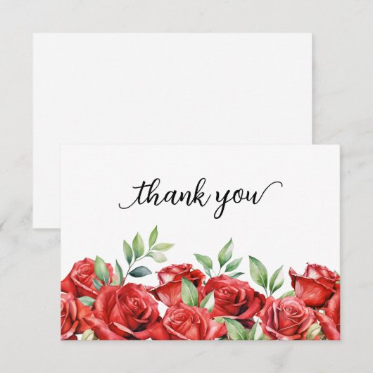 Rote Rose Dankeskarte (Vorne/Hinten)