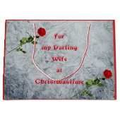 Rote Rose Darling Ehefrau im Weihnachtsdesign Große Geschenktüte (Vorderseite)