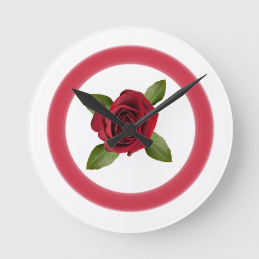 Rote Rose der Acrylwand Runde Wanduhr (Vorderseite)