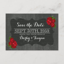 Rote Rose der Blüte Burlap Wood Gothic Save the Da