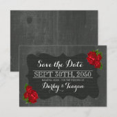 Rote Rose der Blüte Burlap Wood Gothic Save the Da Date (Vorne/Hinten)