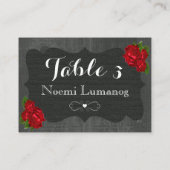 Rote Rose der Blütenwelt Wood Gothic Hochzeitsszen Platzkarte (Rückseite)