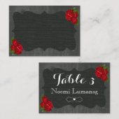 Rote Rose der Blütenwelt Wood Gothic Hochzeitsszen Platzkarte (Vorne/Hinten)