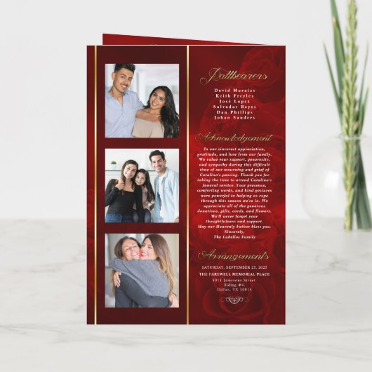 Rote Rose der Erinnerung Programm (Rückseite)