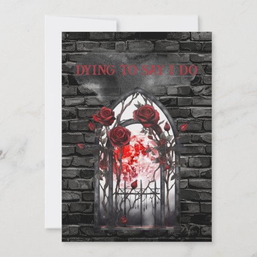 Rote Rose der gotischen Kirche Einladung (Rückseite)