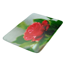 Rote Rose der Leidenschaft mit Taubstropfen Badematte