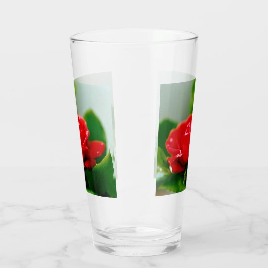 Rote Rose der Leidenschaft mit Taubstropfen Glas (Rechts)