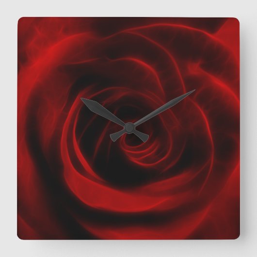 Rote Rose der Liebe Quadratische Wanduhr (Vorderseite)