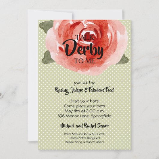 Rote Rose Derby Party Einladungen (Vorderseite)