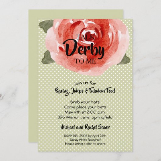 Rote Rose Derby Party Einladungen (Vorne/Hinten)