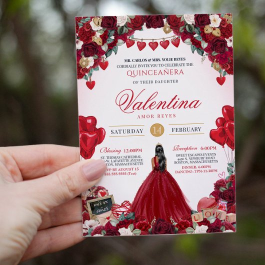 Rote Rose des süßen Valentins Einladung