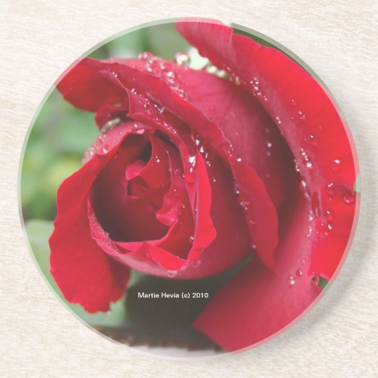 Rote Rose Dew - Untersetzer (Vorne)