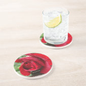 Rote Rose Dew - Untersetzer (Seite)