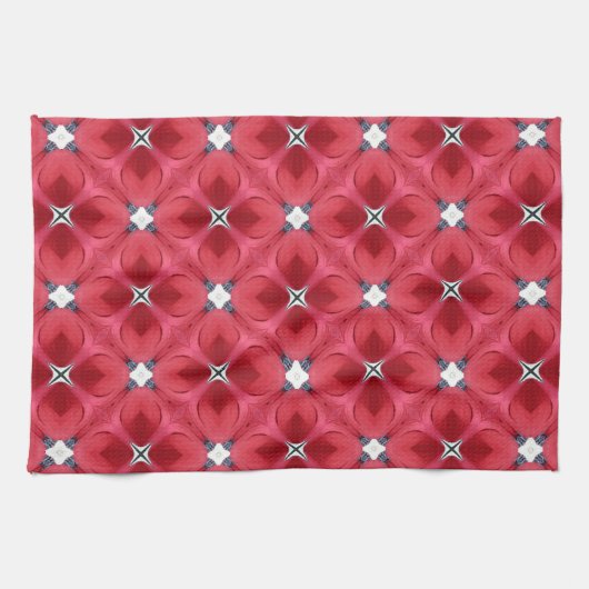 Rote Rose Diamond Geometric Muster Geschirrtuch (Horizontal)