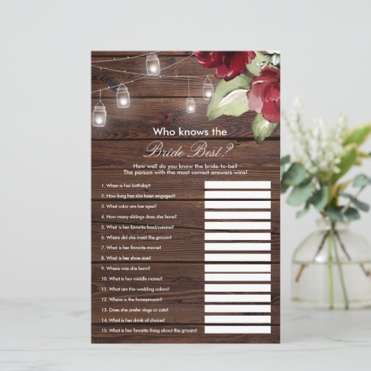 Rote Rose, die das beste Spiel der Braut kennt (Stehend Vorderseite)