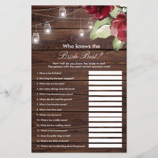 Rote Rose, die das beste Spiel der Braut kennt (Vorderseite)