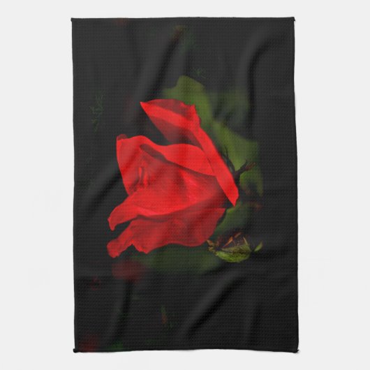 Rote Rose - dunkle Leidenschaft Handtuch (Vertikal)