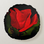 Rote Rose - dunkle Leidenschaft Rundes Kissen (Vorderseite)