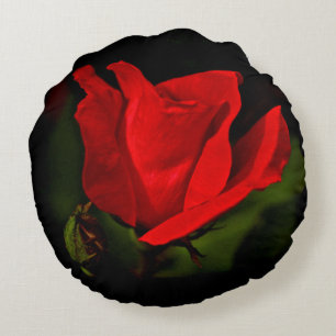 Rote Rose - Dunkle Leidenschaft Rundes Kissen