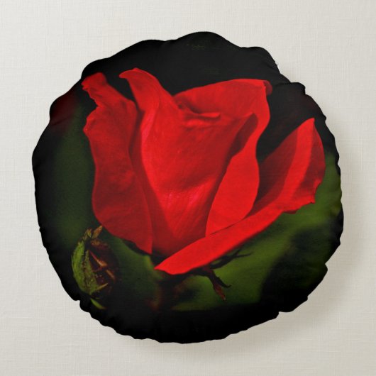 Rote Rose - dunkle Leidenschaft Rundes Kissen (Rückseite)