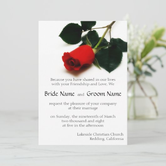 Rote Rose Einladung (Stehend Vorderseite)