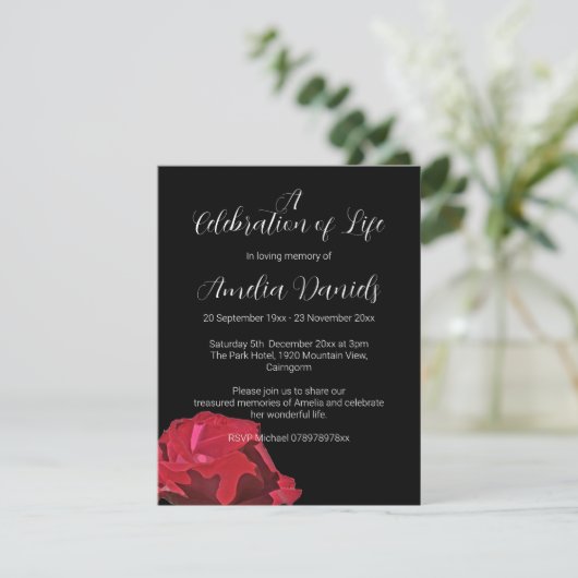 Rote Rose Einladung (Stehend Vorderseite)